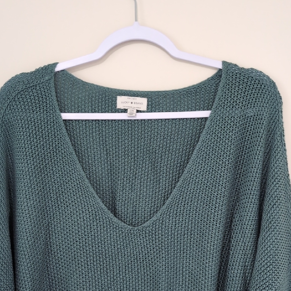 Lucky Brand Women's Teal V-Neck Sweater